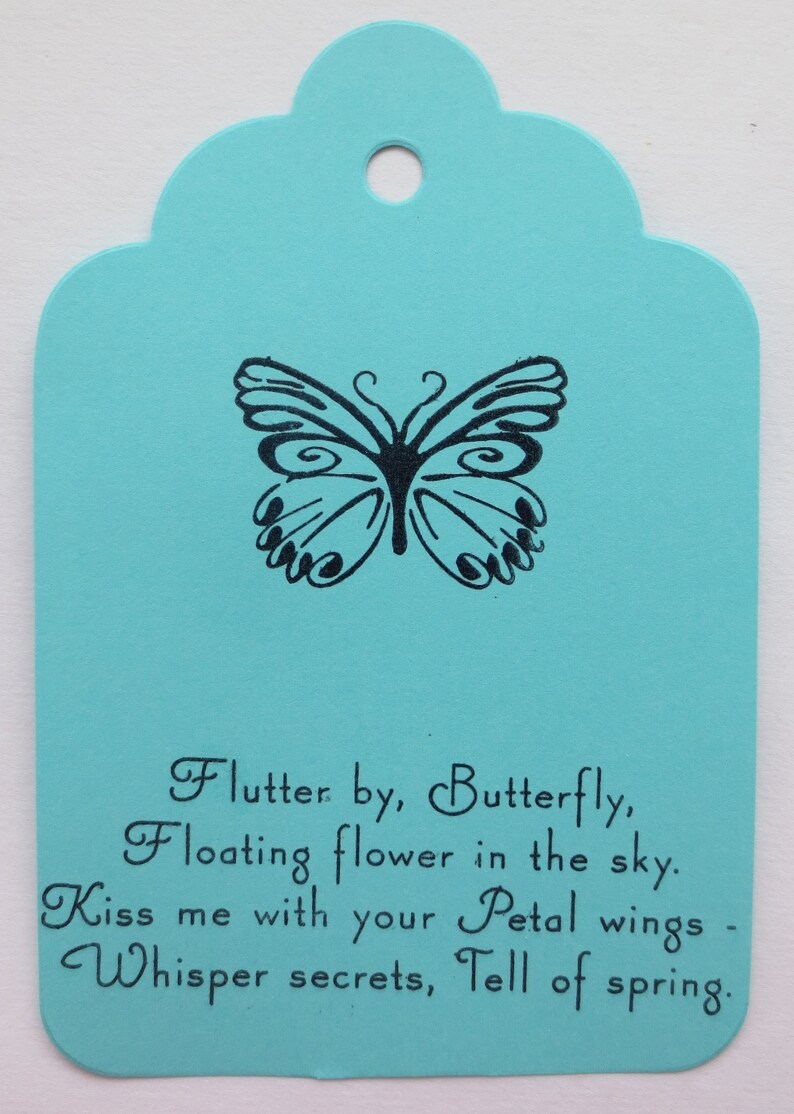 4 Large Scallop Ready to Ship Stamped Butterfly Sentiment Butterfly Gift Tags Hand Stamped and Embossed
