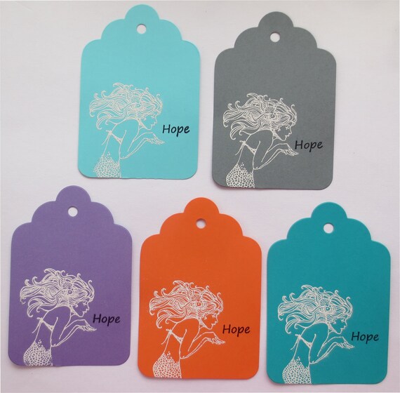 4 Large Scallop Ready to Ship Stamped Butterfly Sentiment Butterfly Gift Tags Hand Stamped and Embossed