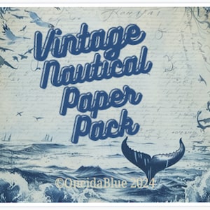 Pacchetto di carta Ephemera con sfondo nautico vintage paesaggistico - 33 pagine di sfondo - Kit diario digitale (solo download istantaneo) Toile francese
