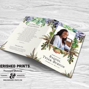 Beautiful Succulents Funeral Program, Funeral Folder Celebration of ...