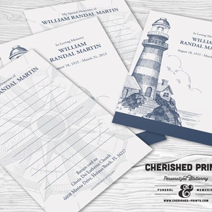 Lighthouse Share a Memory Card, Attendance Card, Funeral Memory Card, PDF Remembrance Card, Guestbook, Share a Memory Printable Notecard
