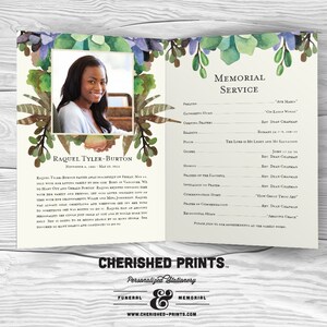 Beautiful Succulents Funeral Program, Funeral Folder Celebration of ...