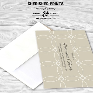 Interlocking Circles Customizable Thank You Cards and Funeral Acknowledgement Cards, Printing Available, Funeral Note Cards
