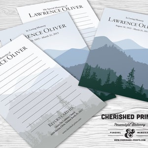 Purple Mountains Majesty Share a Memory Card, Attendance Card, Funeral Memory Card, PDF Remembrance Card, Guestbook Share a Memory Printable
