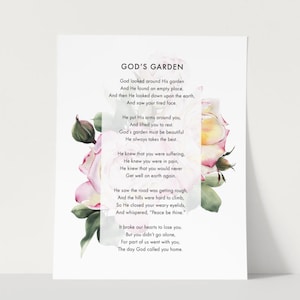 God’s Garden Poem, Garden Poem Art, Memorial Poem, Grief Poem, Loss Poem, Sympathy Art Print, Funeral Poem Print, Funeral Poem Art