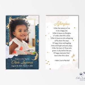 Biglietto di preghiera commemorativo Twinkle, Little Star, biglietto di preghiera per funerali, biglietto stampabile personalizzato, in memoria di, cancelleria, acquerello
