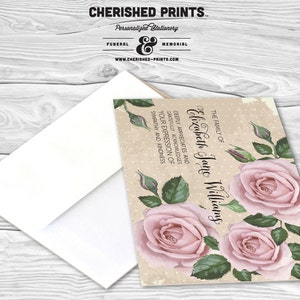 Vintage Purple Roses Customizable Thank You Cards and Funeral Acknowledgement Cards, Printing Available, Funeral Note Cards