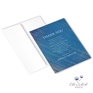 Modern Blue Striped Texture, minimalist design, Custom Funeral Acknowledgement Cards and Thank You Cards, Printing Available