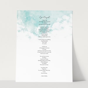 Epitaph by Merrit Malloy, NCIS Poem, Memorial Poem, Grief Poem, Sympathy Art Print, Funeral Poem Print, Funeral Poem Art, Funeral Printable