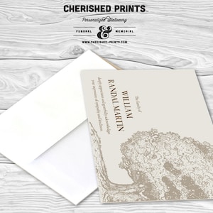 Oak TreeCustomizable Thank You Cards and Funeral Acknowledgement Cards, Printing Available, Memorial Note Card