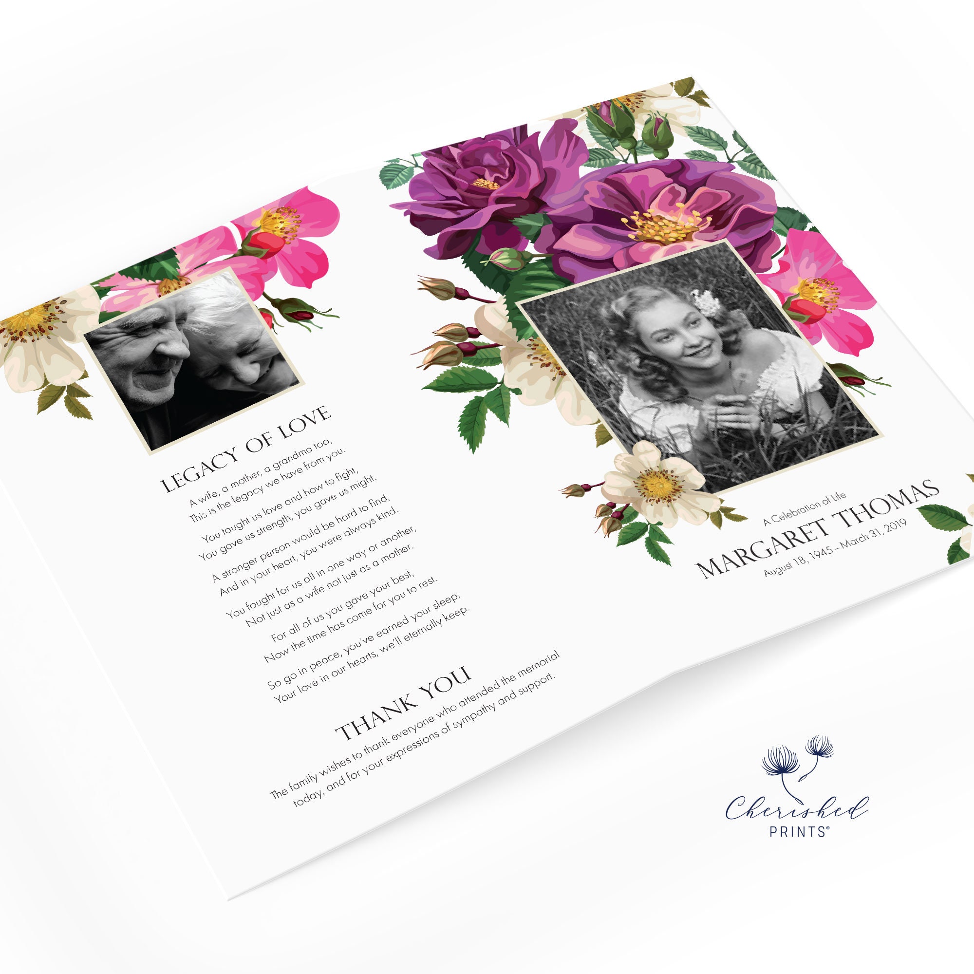Spring Flowers funeral program funeral folder celebration of | Etsy