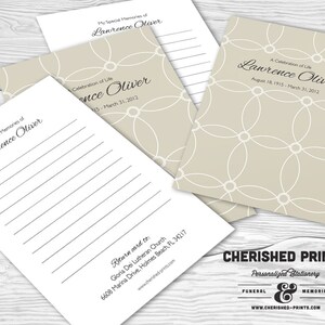 Beautiful Interlocking Circles Share a Memory Card, Attendance Card, Funeral Memory Card Remembrance Card Guestbook Share a Memory Printable