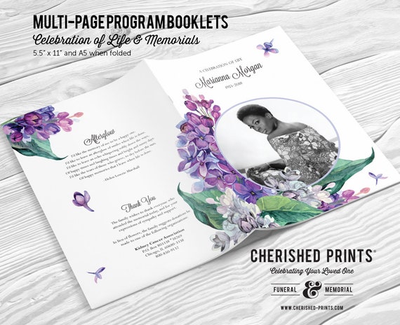 Lilacs 8 Page Program Booklet Funeral Booklet Purple Etsy