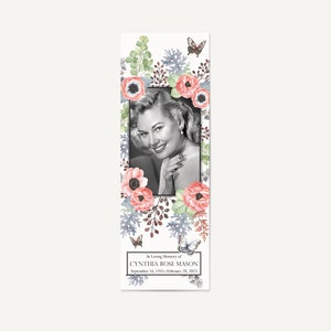 Anemones & Butterflies bookmark, memorial bookmark, funeral bookmark, prayer bookmark, celebration of life, personalized bookmark, vintage