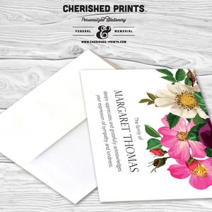 Spring Flowers Customizable Thank You Cards and Funeral Acknowledgement Cards, Printing Available, Funeral Note Cards