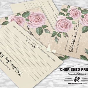 Vintage Lavender  Roses Share a Memory Card, Attendance Card, Funeral Memory Card, PDF Remembrance Card, Guestbook, Share a Memory Printable