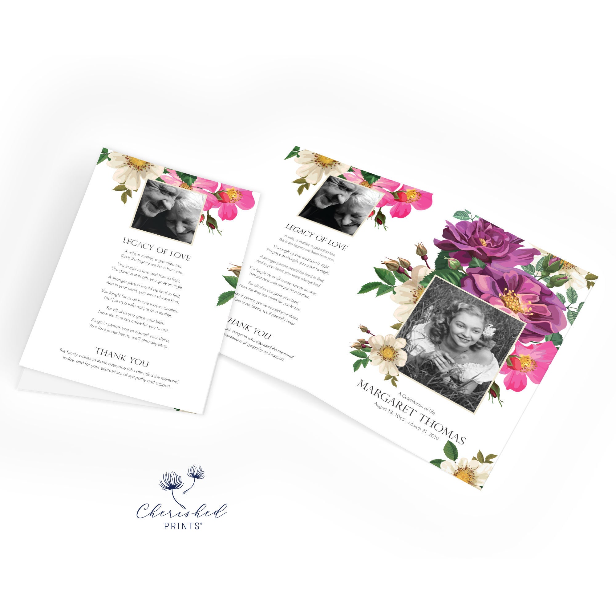 Spring Flowers Funeral Program Funeral Folder Celebration of | Etsy