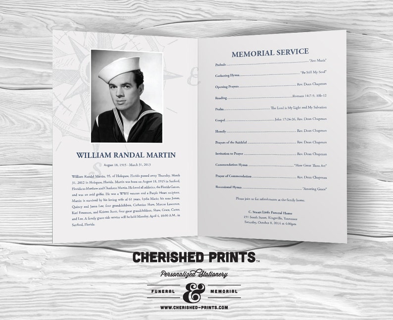 Lighthouse Nautical Funeral Program Funeral Folder Etsy