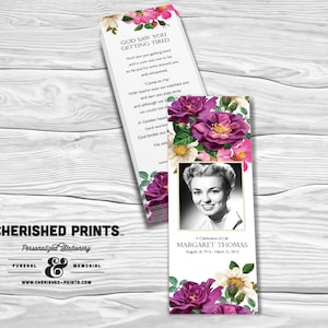 Spring Flowers bookmark, memorial bookmark, funeral bookmark, prayer bookmark, celebration of life, personalized bookmark, custom bookmark