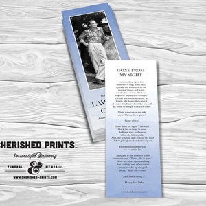 Watercolor Ombre bookmark, memorial bookmark, funeral bookmark, prayer bookmark, celebration of life, personalized bookmark, custom bookmark