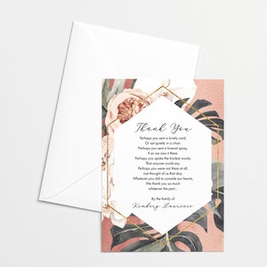 Boho Custom Funeral Acknowledgement Cards and Thank You Cards, Printing Available, Memorial Note Card