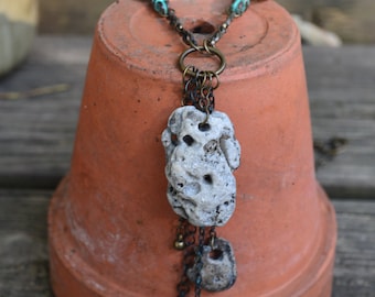 Natural Beach Stone Necklace, Unique Ocean Jewelry