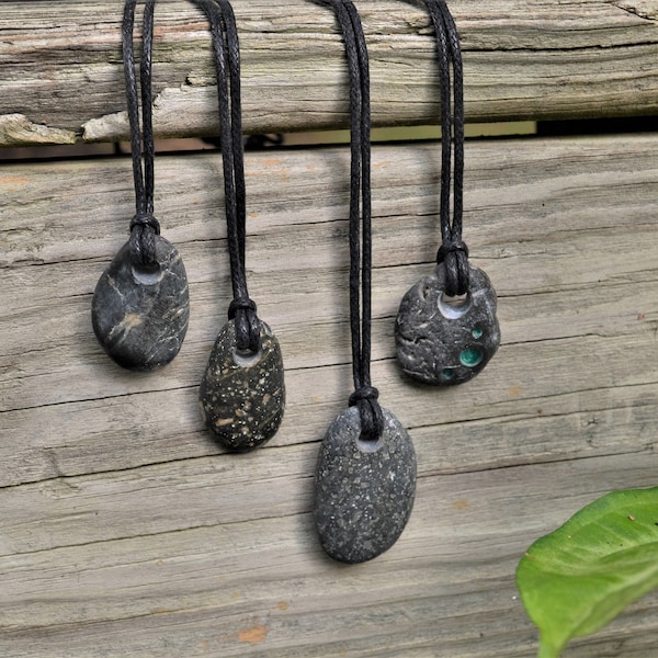 Beach Stone Pendant, Natural Unpolished Necklace