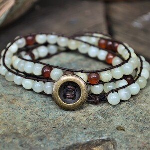 Gemstone and Golden Horn Bead Jewelry, Wrap Bracelet
