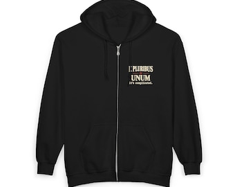 E Pluribus Unum - Es texto complicado sudadera con capucha con cremallera / lema latino estilo vintage