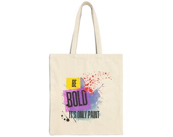 Bolso de mano de lona de algodón con estampado de salpicaduras de pintura / Tipografía artística, salpicaduras de tinta coloridas