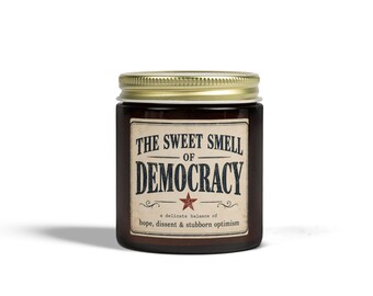 Vela "El dulce aroma de la democracia" / Cera de coco y albaricoque, regalo cívico (20 horas de duración)