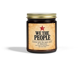 Vela aromática We The People / Cera de coco y albaricoque, frasco de vidrio reutilizable (4 oz o 9 oz)