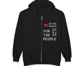 Sudadera con cremallera "Para el pueblo" / Eslogan político, diseño de estrella roja