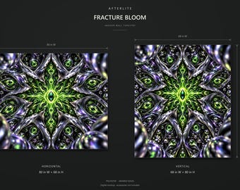 Tapiz Fracture Bloom, tapiz de pared psicodélico cromado verde / AFTERLITE