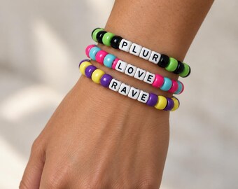 Pulseras Kandi personalizadas / Cuentas y frases personalizadas para fiestas rave / Diseña la tuya con AFTERLITE