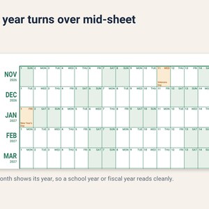 2026-2027 Wall Calendar Printable, Start Any Month, 12 Month Academic Year at a Glance Calendar, Large School Year Planner PDF image 4