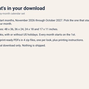 2026-2027 Wall Calendar Printable, Start Any Month, 12 Month Academic Year at a Glance Calendar, Large School Year Planner PDF image 6