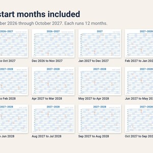 2026-2027 Wall Calendar Printable, Start Any Month, 12 Month Academic Year at a Glance Calendar, Large School Year Planner PDF image 2