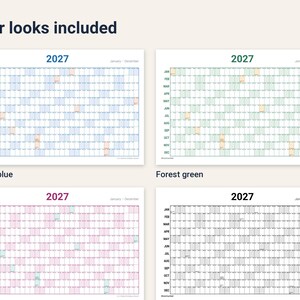 2027 Wall Calendar Printable, Large Year at a Glance Calendar with US Holidays, 24x36 Big Wall Planner, One Page Linear Calendar PDF image 4