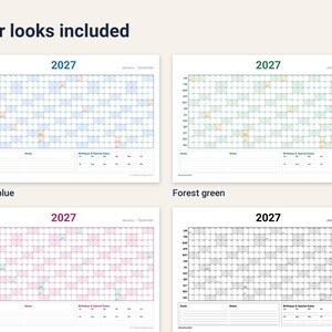 Calendario da parete stampabile per la famiglia 2027, grande agenda annuale con obiettivi e compleanni, calendario familiare di grandi dimensioni 24x36 in formato PDF immagine 4