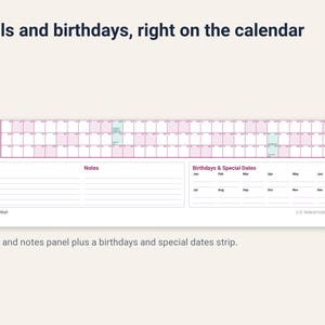 Calendario da parete stampabile per la famiglia 2027, grande agenda annuale con obiettivi e compleanni, calendario familiare di grandi dimensioni 24x36 in formato PDF immagine 3