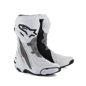Alpinestars Supertech R Ventilerade Track-stövlar | Vita motorcykelstövlar, sportig cykelutrustning