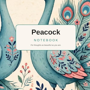 Peacock Digital Notebook for GoodNotes, Cute Lined iPad Journal for Notability, Floral Bird Stationery Download