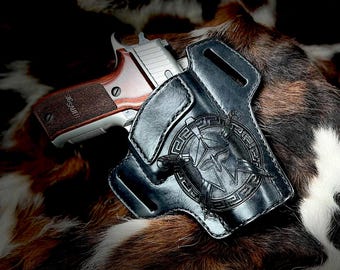 Railed Sig P226 leather pancake holster