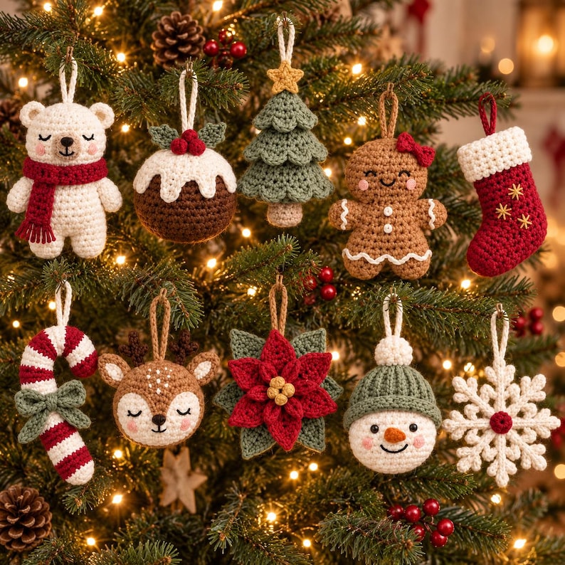 Christmas Crochet Ornament Pattern Bundle PDF, 10 Christmas Tree ...