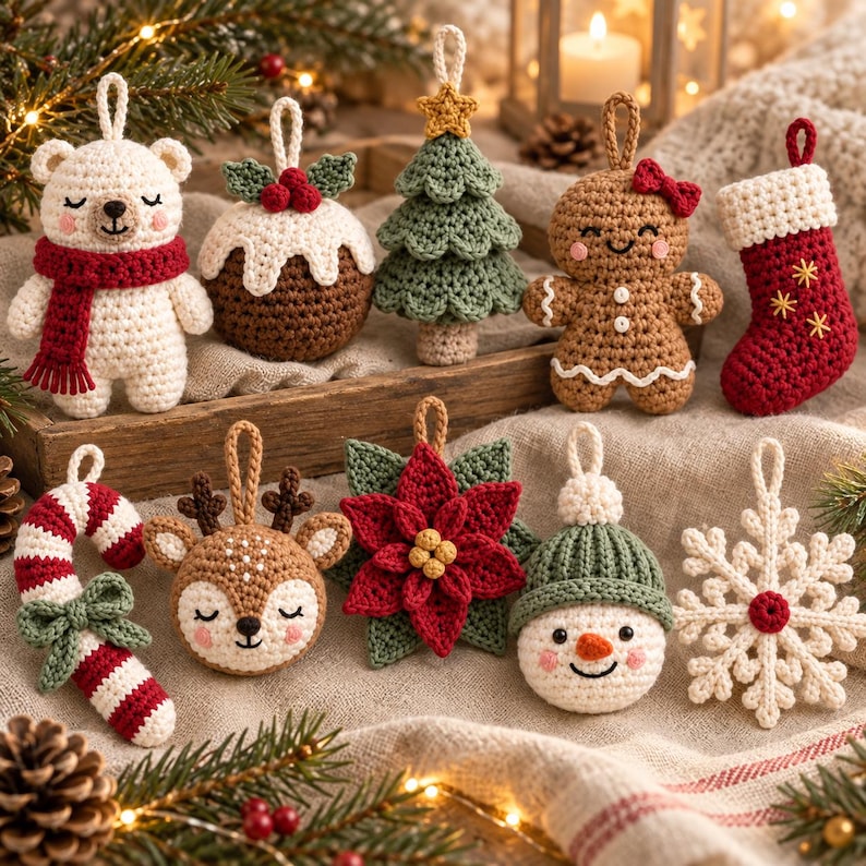Christmas Crochet Ornament Pattern Bundle PDF, 10 Christmas Tree ...
