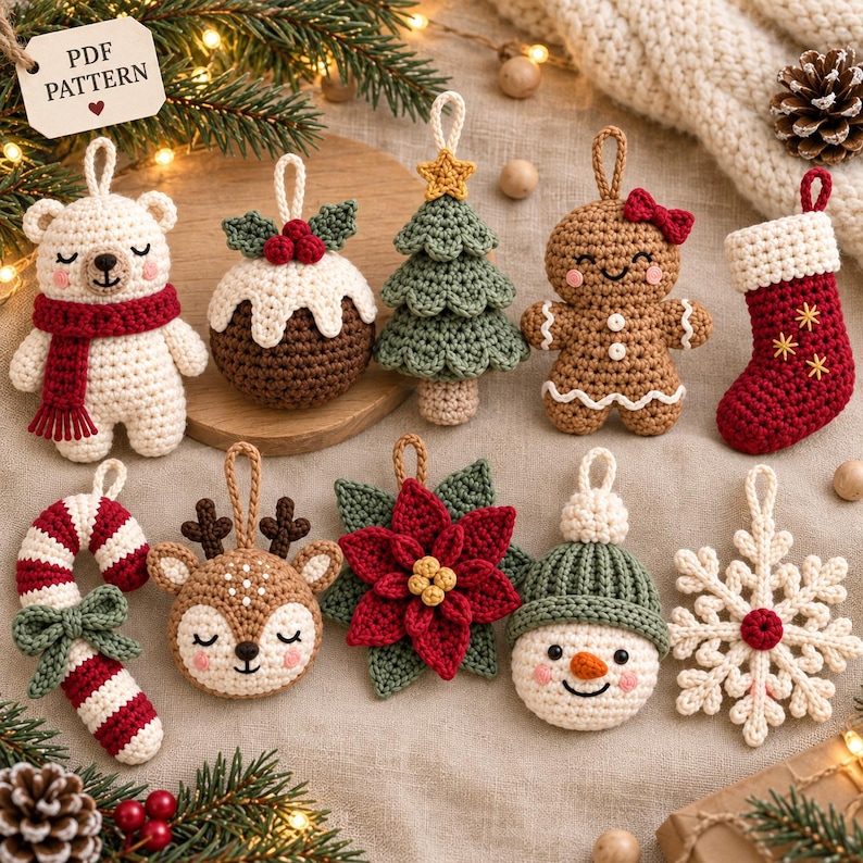 Christmas Crochet Ornament Pattern Bundle PDF, 10 Christmas Tree ...