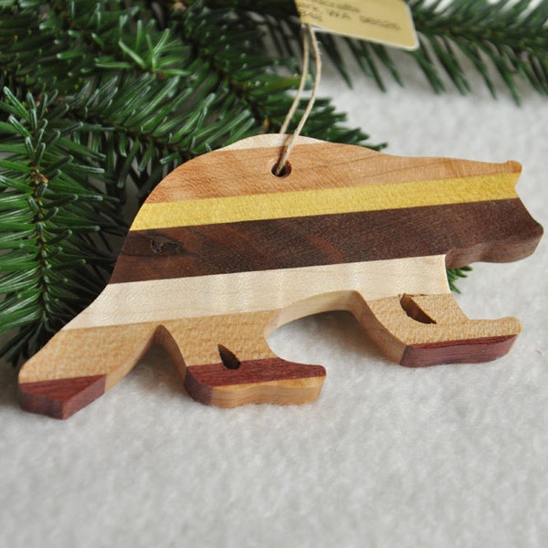 Raccoon Ornament - multi-wood - Christmas tree ornament - stocking stuffer- gift tag  - for window - for wildlife lover - RAC 103