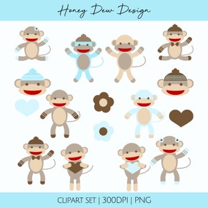 Chaussette Singe Clipart | Images numériques | Téléchargement instantané | Utilisation personnelle et commerciale