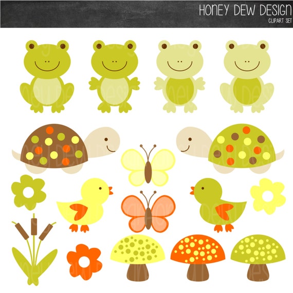 Frogs and Turtles Clipart Instant Download | Etsy